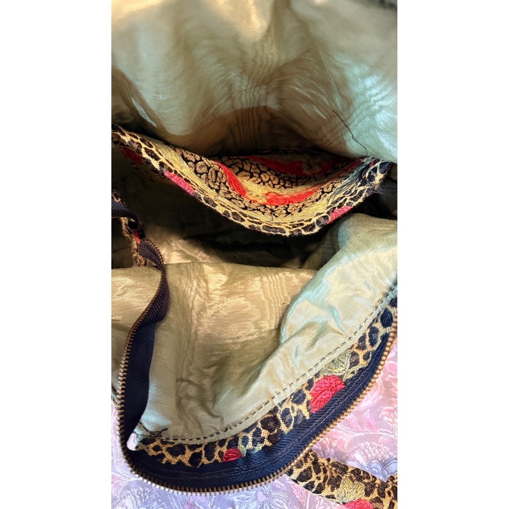 Cind E Original Vtg Leopard Rose Tapestry Tote Bag Animal Print Floral - Picture 16 of 16